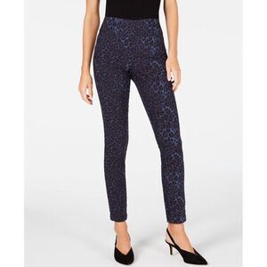 INC International Concepts Women's Blue Leopard Stretch Skinny Pants Size 0 NWT